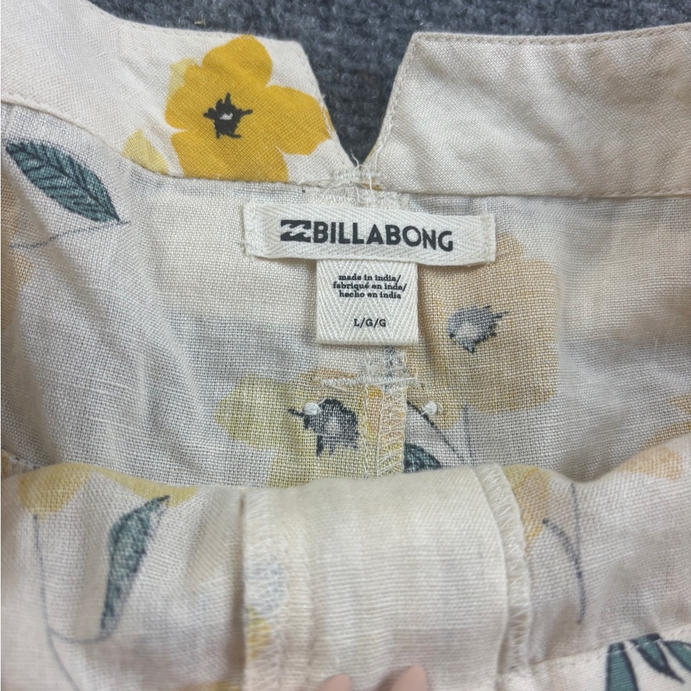 BILLABONG Women’s Linen Play All Day High Waist Shorts NWT Yellow  size: Large - Picture 3 of 7